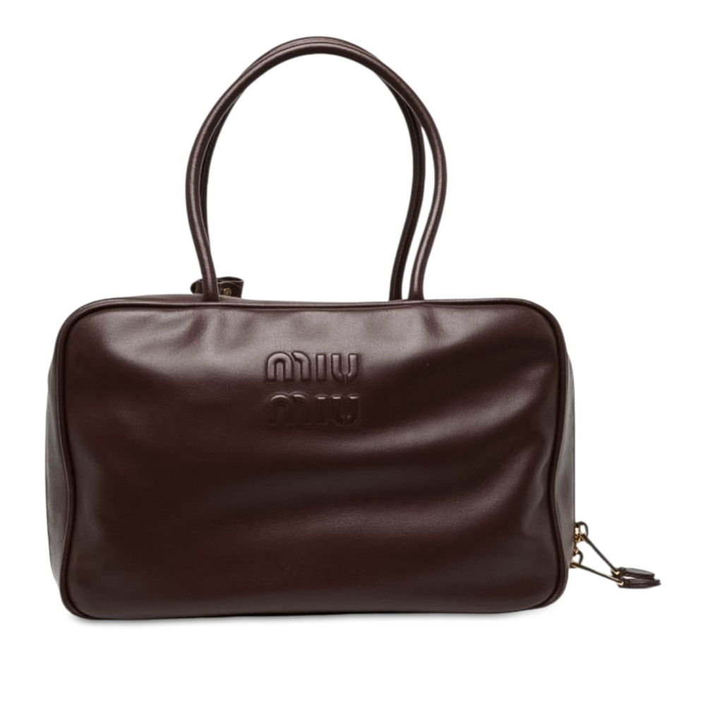 Pre-Loved Miu Miu Large Calfskin Logo Beau Handbag